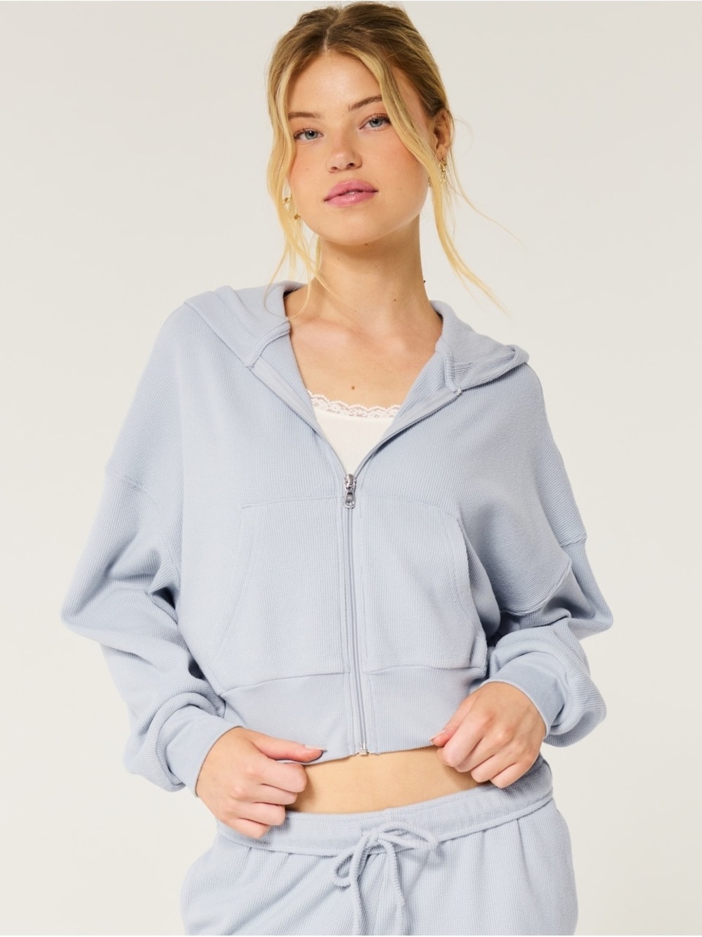Hollister Gilly Hicks Cozy Waffle Zip-Up Hoodie